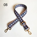 Close-up of adjustable ethnic geometric woven canvas strap with gold metal hooks - Blue Red White Vintage Geometric (08)