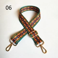 Detail of adjustable woven shoulder strap with geometric ethnic patterns and gold buckles - Orange Teal Yellow Brown Geometric Ethnic (06)