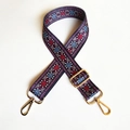 Adjustable wide shoulder strap with ethnic geometric pattern and gold metal lobster clasps - Jacquard Ethnic Geometric (05)