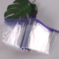 Paraguas transparente plegable de 3 secciones con borde morado y mango negro mate - Automático/Tres Pliegues / Mango Negro Automático Borde Púrpura