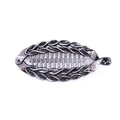 Gunmetal grey metallic banana hair clip with textured weave design and inner teeth - Twist Shape / Painted Silver