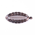 Bronze metallic woven texture fish-shaped hair clip with comb teeth on white background - Twist Shape / Painted Red Copper