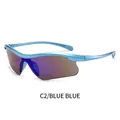Gafas de sol deportivas polarizadas con montura azul y lentes de espejo azul - Montura Azul Lentes Azules