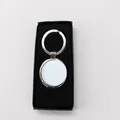 Porte-clés rond en métal DIY avec insert de transfert thermique dans boîte cadeau noire - Rond