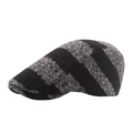 Men's newsboy cap with dark grey plaid knit fabric and classic curved brim design - Adjustable / Black