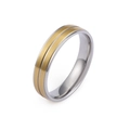 Anello minimalista in acciaio al titanio oro opaco e argento con finitura spazzolata - Uomo (Minimalista) (KR49506-K) / US 12