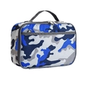 Detail van de blauwe camouflage koeltas met oxford stof en dubbele ritssluitingen - Blauw Camouflage