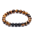 Handmade 8mm tiger eye and matte black agate beaded stretch bracelet for couples - Tiger Eye Matte Onyx Style (5)