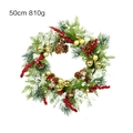 50cm Christmas wreath with PE pine needles, red berries, and gold balls on white background - Gold