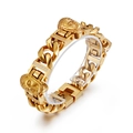 Pulsera de cadena cubana dorada con dijes de Buda e incrustaciones de circonitas - Dorado (KB105602-K)