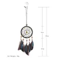 Mini dreamcatcher car charm with black ring, beads, and teal gradient natural feathers - B0053 Black 8cm