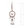 Car dream catcher pendant with bronze deer head, white tassels and natural feathers - Deer Head Decoration Style (B0059 White 7cm)