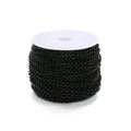 Close-up of 2mm black iron twist chain roll for DIY jewelry making and craft projects - Black