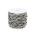 2mm silver iron curb chain on a white spool for DIY handmade jewelry accessories - White Gold