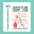 Cartoon Easter bunny and egg waterproof tattoo stickers for kids in colorful pastel shades - Easter WK-054