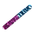 Detail of two-tone purple and blue sequin slap bracelet with shimmering texture - Fuchsia & Blue