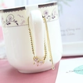 Pulsera ajustable de mariposa dorada con cristales rosas y cadena de bolas - Dorado