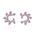 Pink zircon windmill stud earrings in silver-tone setting with rectangle crystals - Pink Zirconia (5031734112141) / Pink