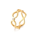 Anillo infinito dorado minimalista con circonita pequeña y acabado mate suave - US 7 / Dorado