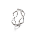 Elegante anillo infinity de acero plateado con cristal central vista de lado - US 7 / Color Acero