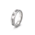 Bague de couple en argent avec gravure Forever Love et un petit diamant carré incrusté - US 7 / Couleur Acier (Hommes)