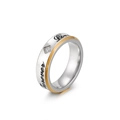 Bague de couple bicolore Forever Love en acier inoxydable poli avec zircon carré - US 7 / Bicolore Or & Acier (Hommes)
