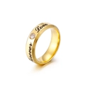 Golden Forever Love couple ring featuring a heart-shaped zircon and elegant engraving - US 7 / Gold (Women's)
