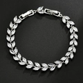 Elegante bracciale a spiga di grano con zirconi AAA marquise e placcatura oro bianco 18k - Bianco