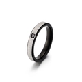 Unisex titanium steel ring with silver brushed finish, black inner band and single diamond - US 5 / 4mm Width(KR48803-K)