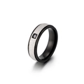Eleganter schwarzer Titanring mit gebürsteter Silbereinlage und quadratischem Zirkonia-Stein - US 7 / 6mm Breite(KR49522-K)
