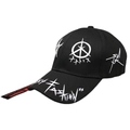Berretto da baseball nero stile street con stelle graffiti e cinturino lungo - Regolabile / Nero