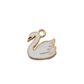 DIY gold-plated white swan enamel pendant for handmade necklaces and bracelets - White Enamel Swan (9911)