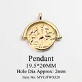 Gold coin pendant with spinning horse design, size 19.5x20mm - 19.5x20mm