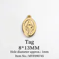 Golden oval Virgin Mary pendant charm in 8x13mm size with 1mm hanging hole for jewelry - Virgin Mary Portrait Oval Tag (8*13MM)