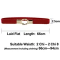 Red elastic waist belt for women with golden interlocking rings and adjustable fit - Interlocking Ring (Red)