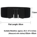 Black wide elastic corset belt for women with 7.5cm width and golden metal buckle - Simple Wide Bow (Black)