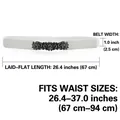 Elastic white belt for dresses with vintage black floral buckle and size dimensions - Four Flowers (White)