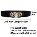 Ceinture élastique noire pour femme avec boucle fleurie dorée largeur 4cm - Boucle Rose (Noir)