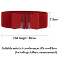 Elastic wide red cinch waist belt with metal interlocking rings for dresses - Simple Wide Bow (Red)