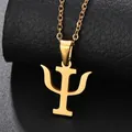 Collana in acciaio inossidabile dorato lucido con ciondolo creativo simbolo Psi psicologia - Acciaio inossidabile / Oro