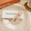 Rectangle white resin hair clip with silver foil flakes and golden metal spring clip - Shining White - Square