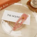 Dreamy pink hollow rectangular hair clip with glitter foil and gold metal spring - Cherry Blossom Pink - Waterdrop