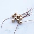 Artificial 10mm champagne gold metallic berries with flexible stems for Christmas DIY crafts - Champagne