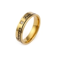 Anello in acciaio al titanio placcato oro 18K con incisione Forever Love e zircone - US 7 / Stile Uomo (KR48784-K)