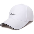 Gorra de béisbol clásica de algodón blanco con bordado negro y detalle de visera fashion - Ajustable / Blanco