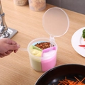 Three-compartment circular seasoning box with small spoons and hinged transparent lid - Round 3 Compartments