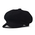 Casquette gavroche classique en laine mélangée noire unie pour hommes et femmes style rétro - M (56-58cm) / Noir
