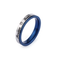 Anello di coppia in acciaio blu e argento con incisione Forever Love e piccolo zircone - US 10 / Stile Donna (KR48806-K)