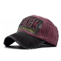 Berretto da baseball in cotone lavato bordeaux e antracite con ricamo ROCK - Regolabile / Rosso Vino (Corpo Rosso Vino/Tesa Nero Carbone)