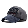 Cappello da baseball in cotone lavato antracite e blu con ricamo 3D ROCK - Regolabile / Grigio (Corpo Grigio Scuro/Tesa Blu Scuro)